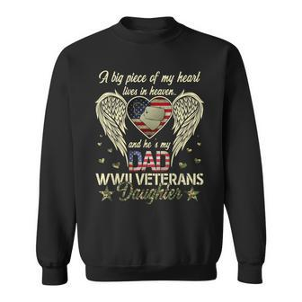 Wwii Veterans Daughter Heart Heaven American Flag Gift Idea Sweatshirt | Mazezy UK