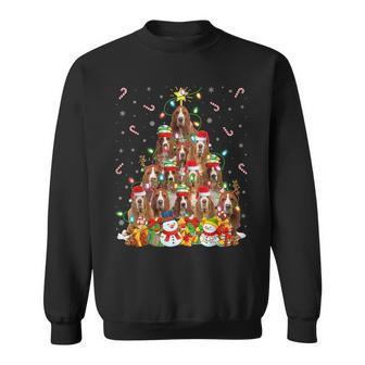 Xmas Lighting Santa Basset Hound Dog Christmas Tree Sweatshirt | Mazezy