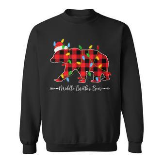Xmas Lights Ugly Sweater Santa Hat Middle Brother Bear Sweatshirt | Mazezy