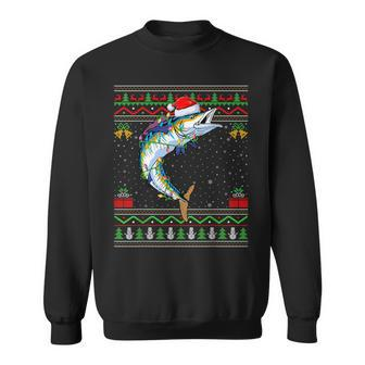 Xmas Lights Ugly Sweater Style Santa Wahoo Fish Christmas Sweatshirt | Mazezy AU
