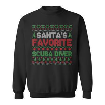 Xmas Santa's Favorite Scuba Diver Ugly Christmas Sweater Sweatshirt - Monsterry UK