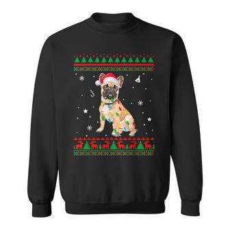 Xmas Ugly Sweater Christmas Lights French Bulldog Dog Lover Sweatshirt - Monsterry