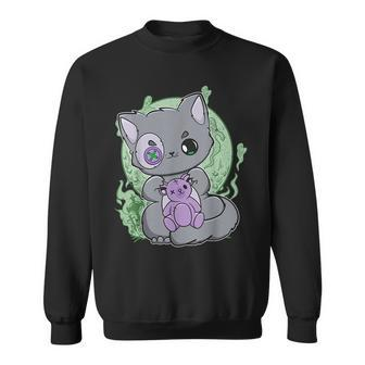 Yami Kawaii Cat With Goth Teddy Bear For Cute Horror Fans Teddy Bear Sweatshirt | Mazezy