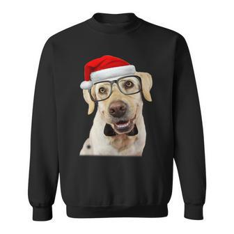 Yellow Lab Glasses Santa Hat Christmas Labrador Retriever Sweatshirt - Seseable