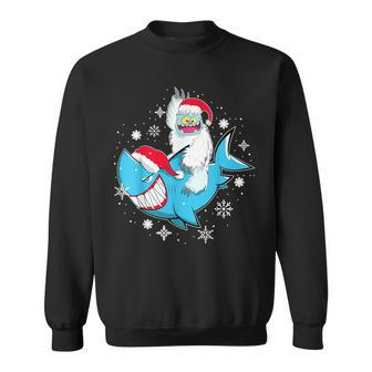 Yeti To Party Shark Santa Hat Christmas Pajama Xmas Sweatshirt - Seseable