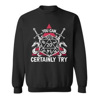 You Can Certainly Try D20 Dice Funny Rpg Dragons Gamer Gift Sweatshirt - Seseable