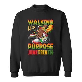 Youth Shoes Steppin Into Junenth Walking With Purpose Sweatshirt | Mazezy
