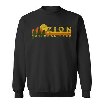 Zion National Park Sunny Mountain Treeline Sweatshirt | Mazezy