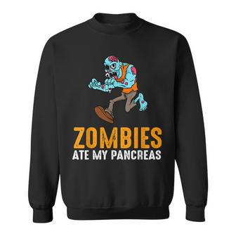 Zombie Ate My Pancreas T1d Awareness Halloween Boys Girls Halloween Sweatshirt | Mazezy DE