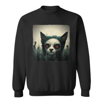 Zombie Cat Aesthetic Evil Scary Horror Halloween Halloween Sweatshirt | Mazezy