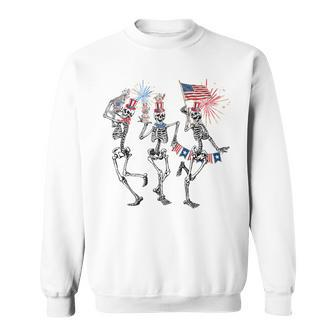 4Th Of July Dancing Skeleton American Flag Stars And Stripes Dancing Funny Gifts Sweatshirt | Mazezy