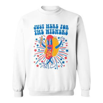 4Th Of July Groovy Hot Dog Im Just Here For The Wieners Sweatshirt - Thegiftio UK