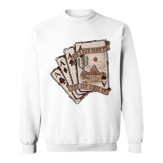 Ace Poker Cards Western Country Cactus Desert Cowboy Cowgirl Sweatshirt | Mazezy UK