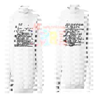 All American Girl Western Cowgirl Cowboy Boots 4Th Of July Sweatshirt | Mazezy