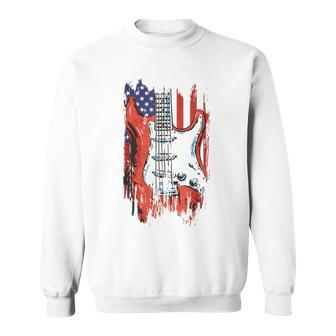 American Flag Guitar 4Th Of July Guitarist Usa Country Music Sweatshirt - Seseable