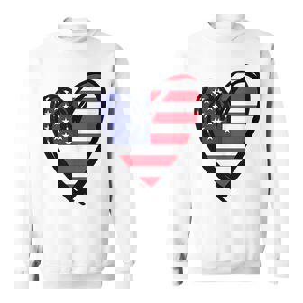 American Flag Heart 4Th Of July Usa Patriotic Pride Patriotic Funny Gifts Sweatshirt | Mazezy