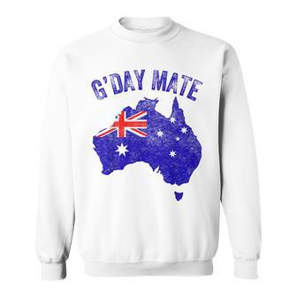 Australia Gday Mate Funny Australian Flag Aussie Map Sweatshirt | Mazezy
