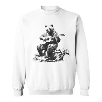 Bear Playing Acoustic Guitar Vintage Guitarist Music Lovers Guitar Funny Gifts Sweatshirt | Mazezy