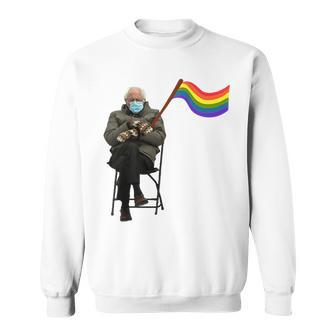 Bernie Sanders Mittens Meme Lgbtq Flag Gay Pride Sweatshirt | Mazezy