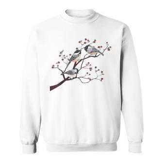 Bird Watching Nature Animal Vintage Blossom Chickadee Sweatshirt | Mazezy