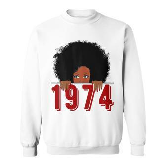 Black Queen Born In 1974 46Th Yrs Old Awesome Birthday Sweatshirt | Mazezy UK
