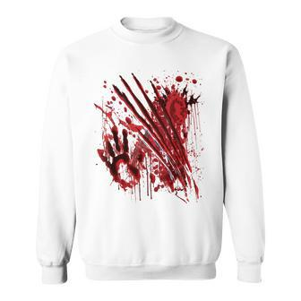 Blood Splatter Bloody Handprint Red Hand Zombie Outbreak Sweatshirt - Monsterry CA
