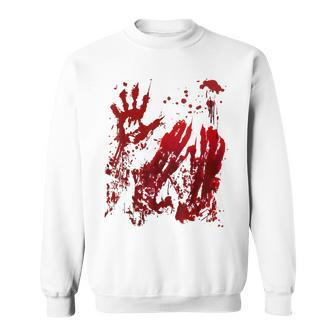 Bloody Handprint Red Blood Hands Splatters Zombie Outbreak Handprint Sweatshirt | Mazezy