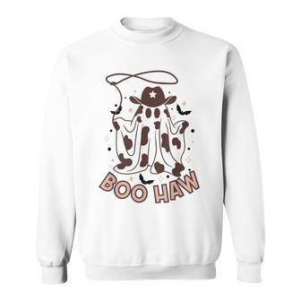 Boo Haw Cowboy Ghost Retro Country Halloween Vintage Cowgirl Sweatshirt | Mazezy