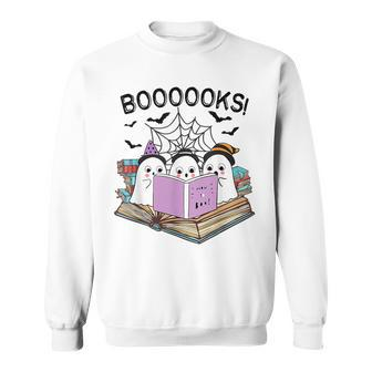 Boooks Cute Ghost Book Worm Nerd Halloween Spooky Party Sweatshirt | Seseable CA