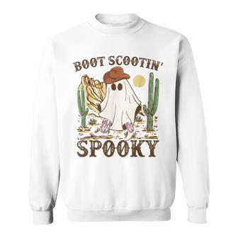 Boot Scootin' Spooky Ghost Western Cowboy Halloween Sweatshirt - Seseable