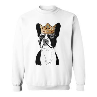 Boston Terrier Dog Wearing Crown Sweatshirt | Mazezy