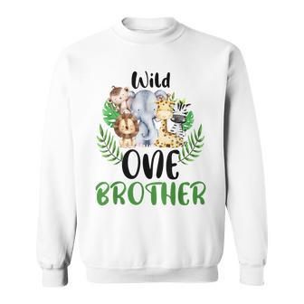 Brother Of The Wild One Zoo Birthday Safari Jungle Animal Sweatshirt - Seseable