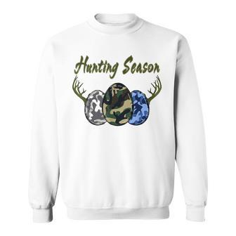 Camouflage Easter Armed Forces Army Camo Eggs Hunting Season Sweatshirt | Mazezy