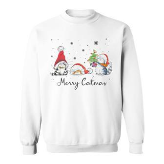 Cats With Santa Hat Merry Catmas Cat Lover Christmas Sweatshirt - Seseable