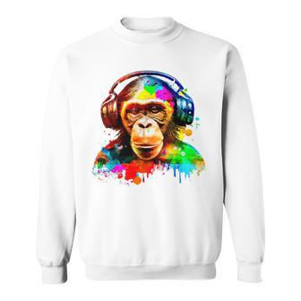 Chimpanzee With Headphones Sweatshirt | Mazezy