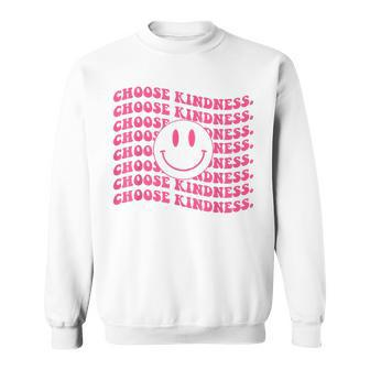 Choose Kindness Pink Smile Face Preppy Aesthetic Trendy Sweatshirt | Mazezy CA