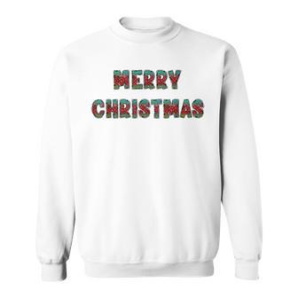Christmas Plaid Doodle Letters Alpha Merry Christmas Sweatshirt | Mazezy