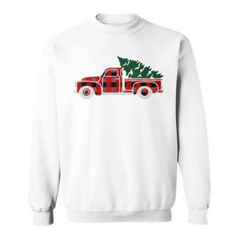 Christmas Vintage Truck Tree Buffalo Checkered Plaid T Sweatshirt | Mazezy