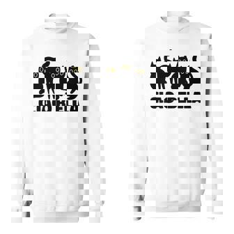Ciao Bella A Group Of Cats With Slogan Italian Graphic Sweatshirt | Mazezy