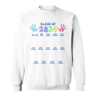 Class Of 2036 School Year Grow With Me K-12 Handprint Sweatshirt - Seseable
