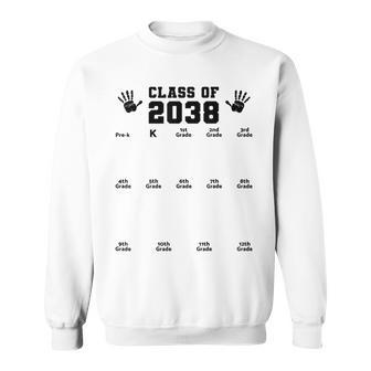 Class Of 2038 Handprint Grow With Me Pre-K Graduation Sweatshirt | Mazezy