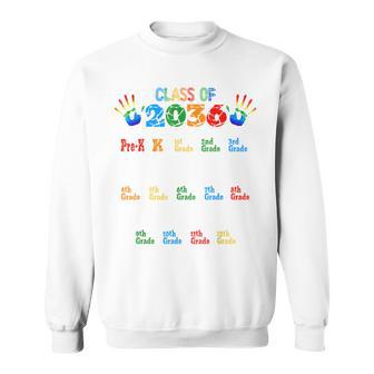Class Of 2036 Grow With Me Color Handprint Pre K 12Th Grade Handprint Funny Gifts Sweatshirt | Mazezy