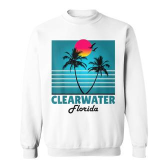 Clearwater Beach Florida Fl Retro Summer Palm Trees Sweatshirt | Mazezy