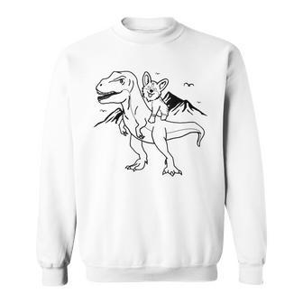 Corgi Riding Dinosaur T Rex Funny Dog Gifts Love Dog Sweatshirt | Mazezy