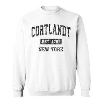 Cortlandt New York Ny Vintage Sports Black Sweatshirt | Mazezy