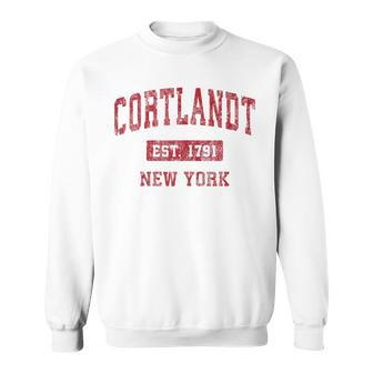 Cortlandt New York Ny Vintage Sports Red Sweatshirt | Mazezy DE