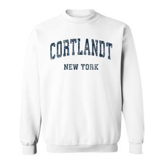 Cortlandt New York Ny Vintage Varsity Sports Navy Sweatshirt | Mazezy CA