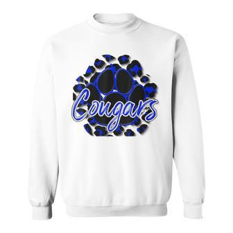 Cougar Blue Black Cheetah School Sports Fan Team Spirit Sweatshirt - Monsterry