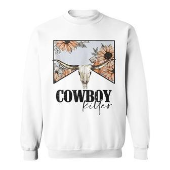 Cowboy Killer Western Cowgirl Cowboy Killer Bull Horn Skull Sweatshirt | Mazezy