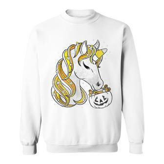 Cute Candy Corn Unicorn Halloween Top Sweatshirt - Monsterry CA